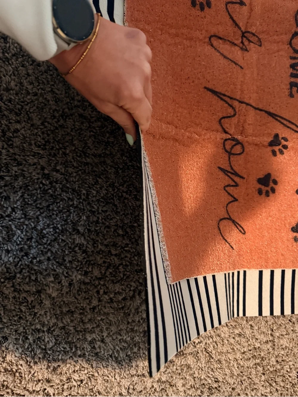 Welcome Home Paw Print Doormat - Rust and Black